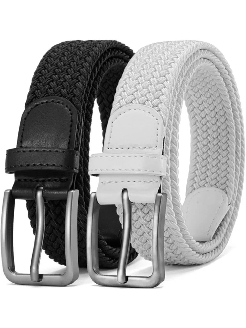 Men's Braided Stretch Belt - Elastic Woven Fabric for Golf & Casual Wear, Gift